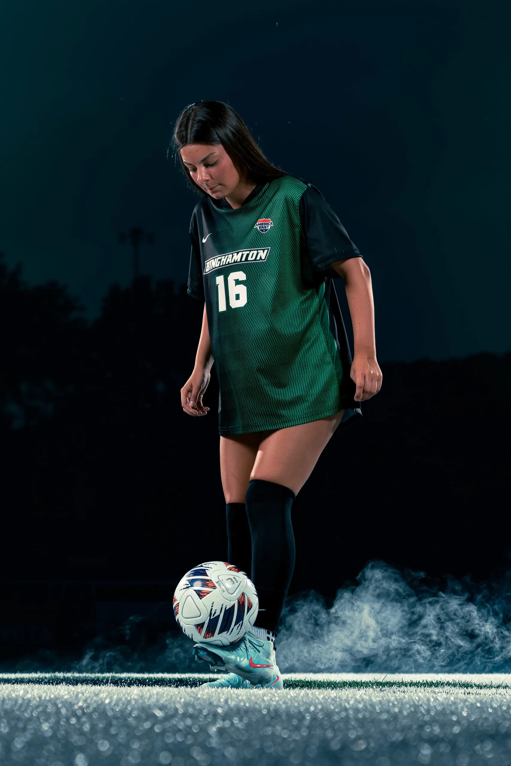 Binghamton University women's soccer media day portrait, Binghamton NY