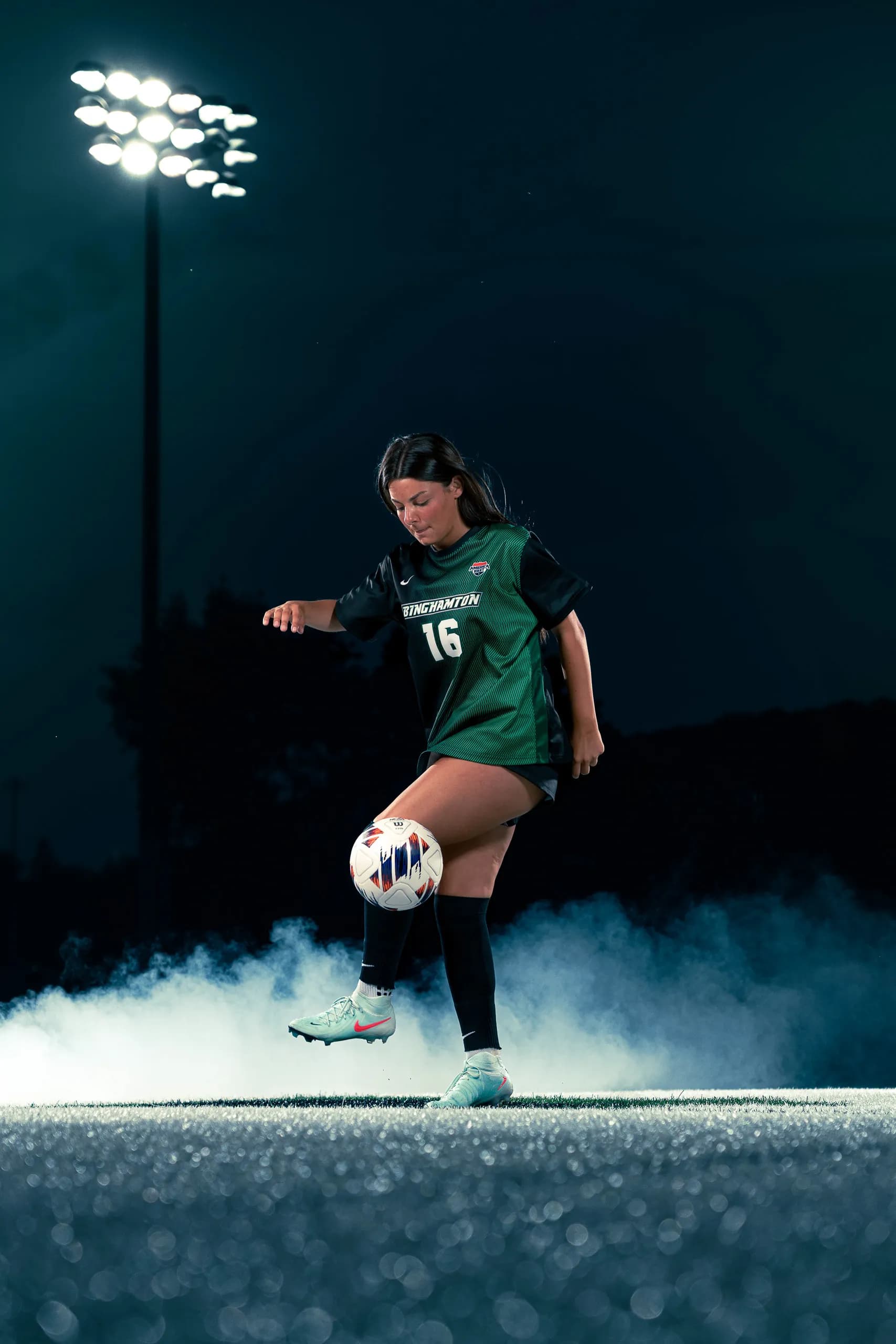 Photo from the Binghamton University women's soccer media day in Binghamton, New York