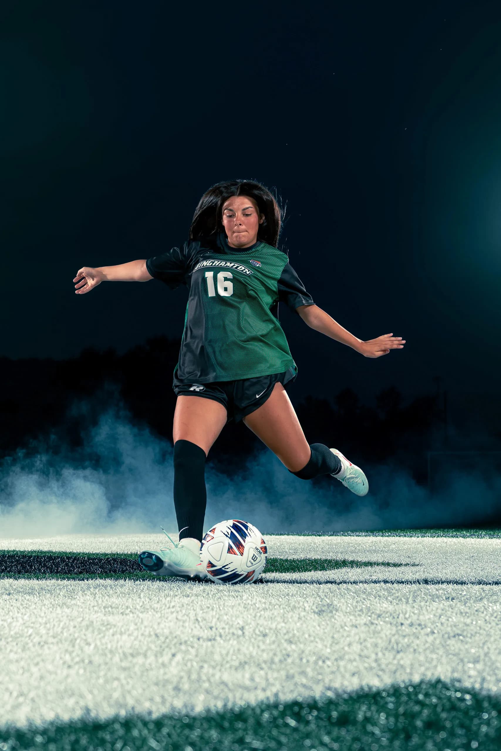 Binghamton University women's soccer media day portrait in Binghamton, New York