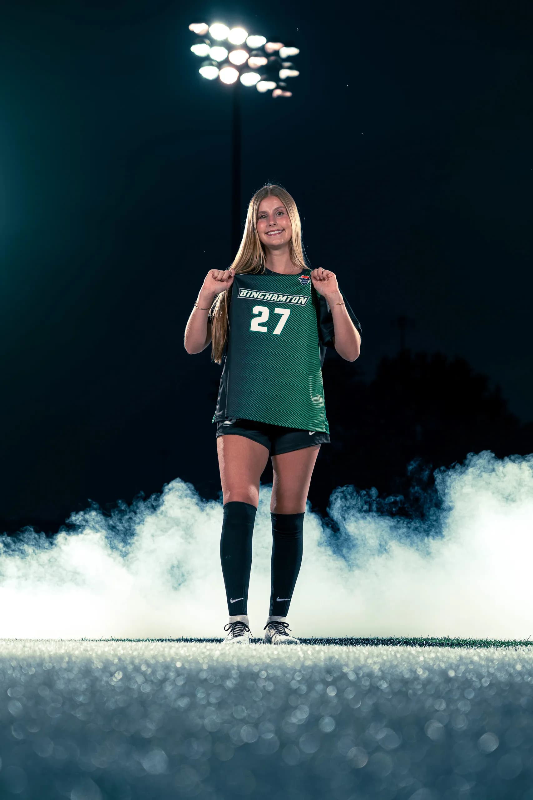 Photo from the Binghamton University women's soccer media day in Binghamton, New York