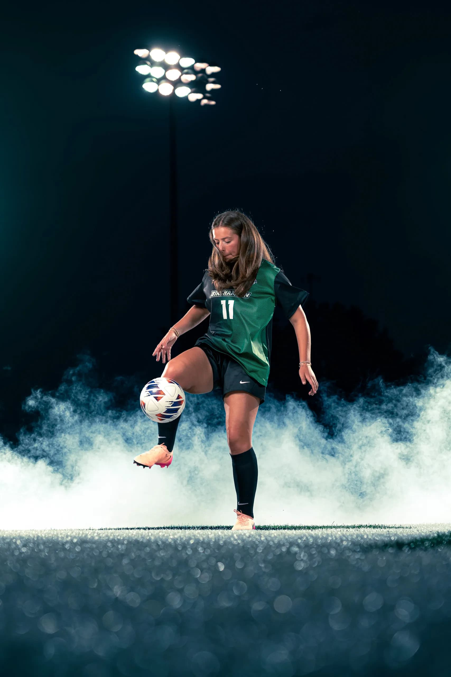 Binghamton University women's soccer media day portrait in Binghamton, New York