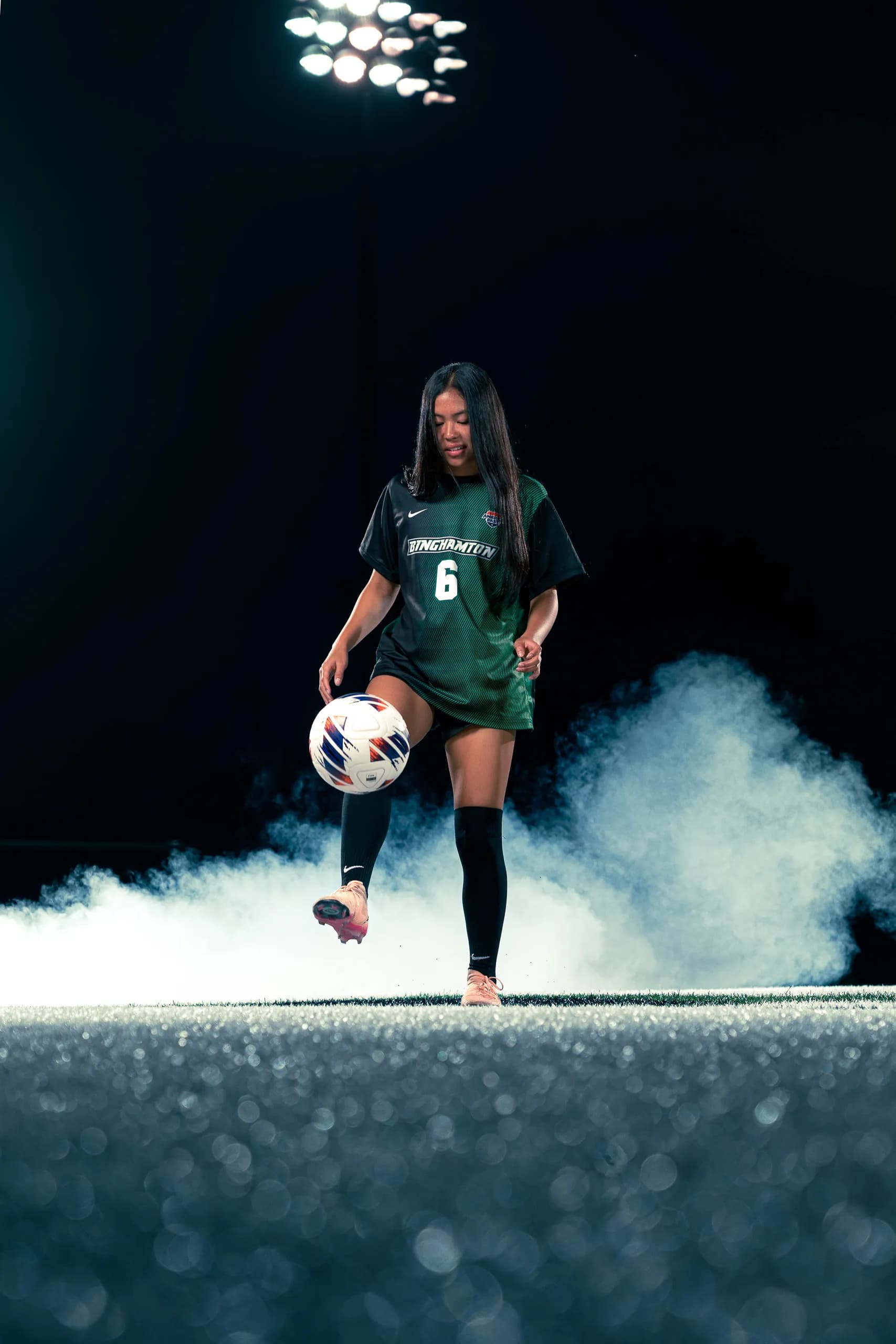 Photo from the Binghamton University women's soccer media day in Binghamton, New York