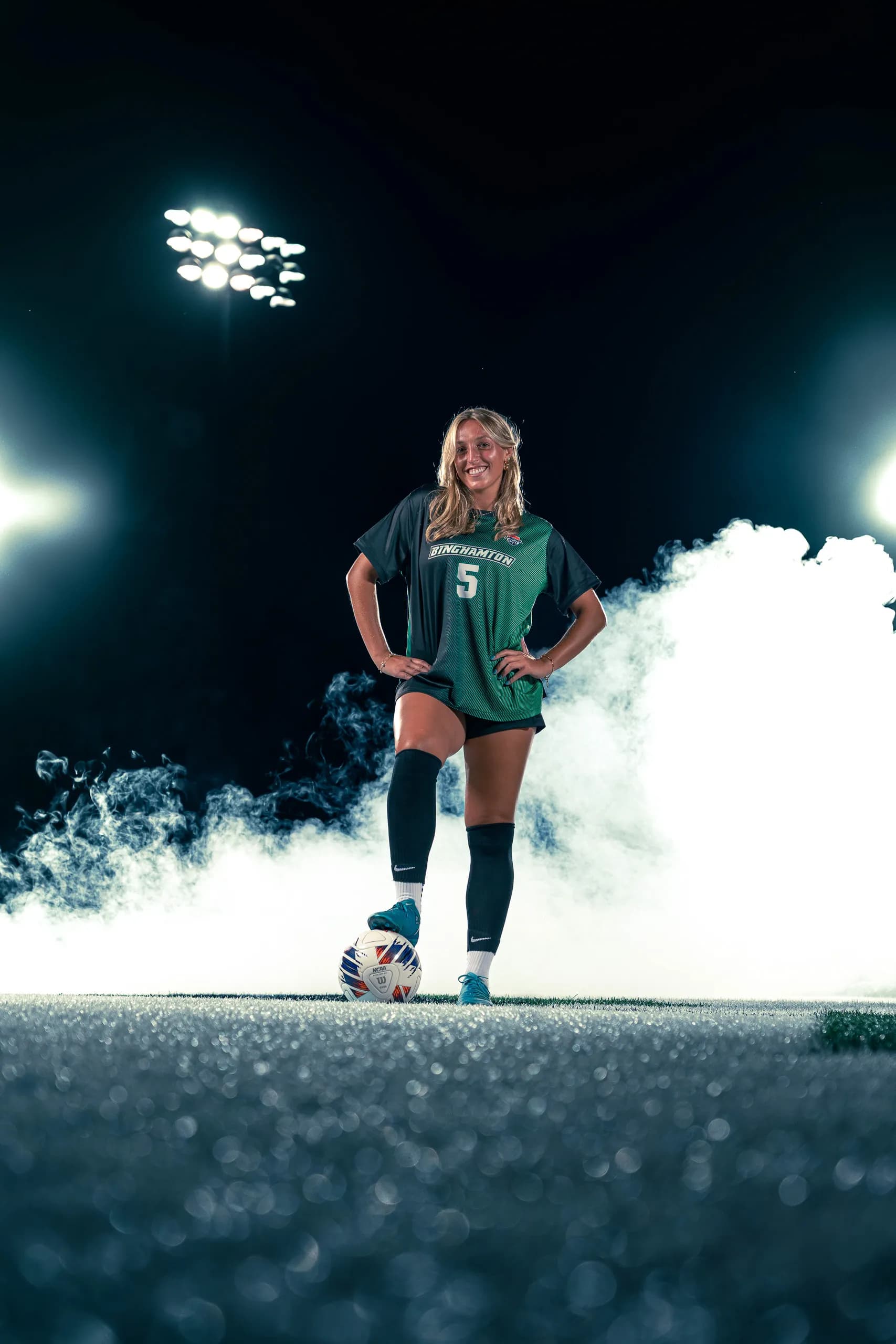 Binghamton University women's soccer media day portrait in Binghamton, New York
