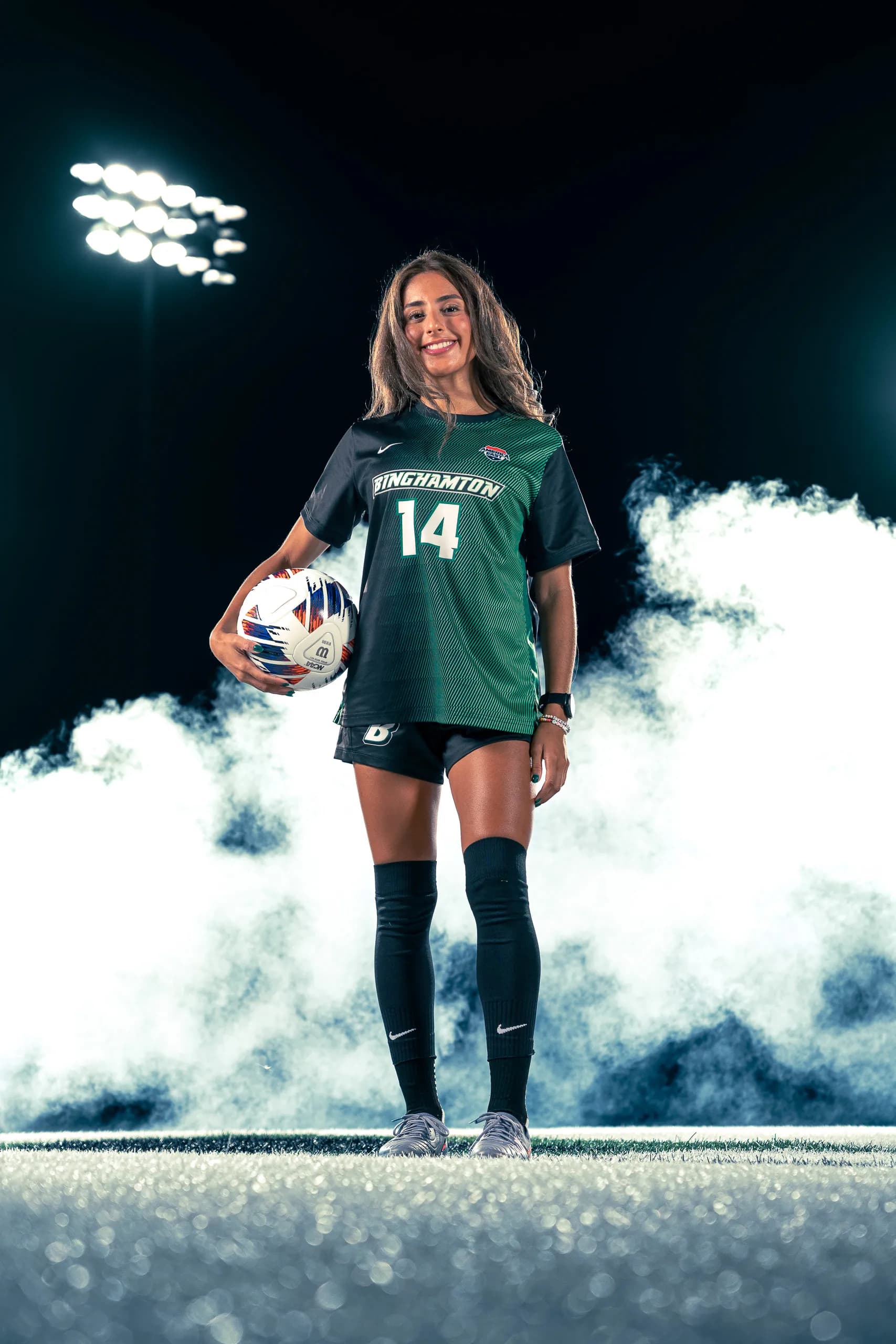 Photo from the Binghamton University women's soccer media day in Binghamton, New York