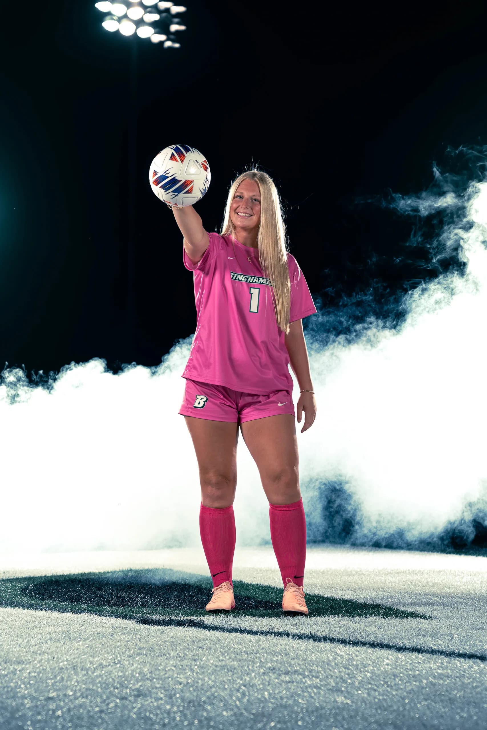 Binghamton University women's soccer media day portrait, Binghamton NY