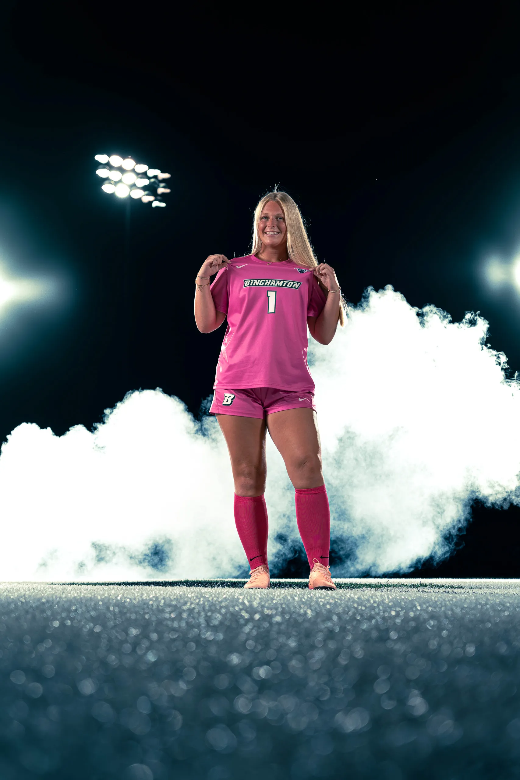 Photo from the Binghamton University women's soccer media day in Binghamton, New York