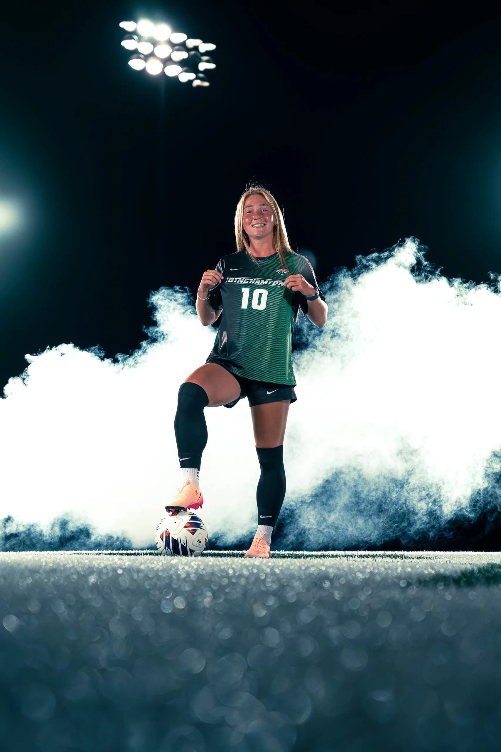 Media day portrait from the Binghamton University women's soccer session in Binghamton, New York