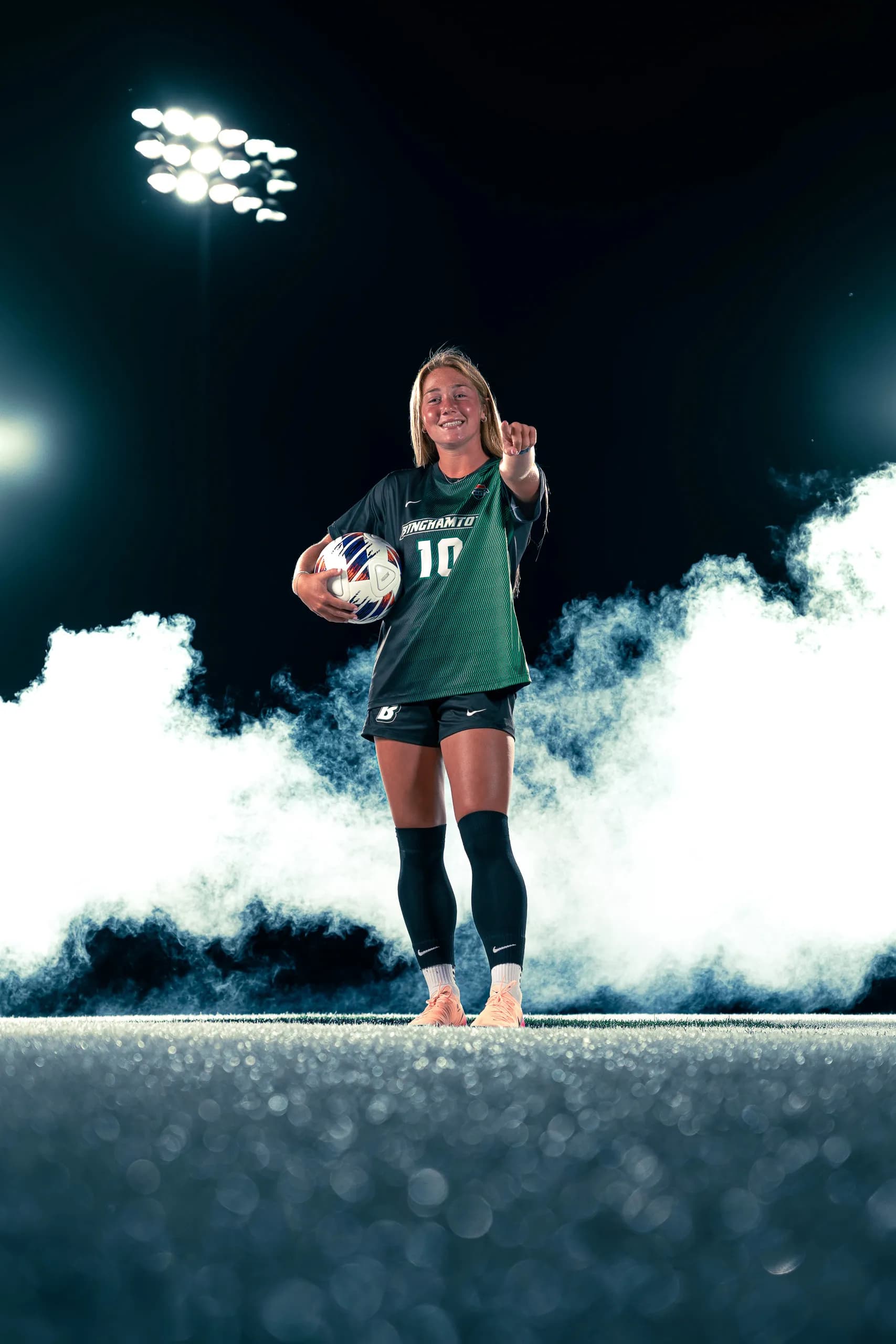 Binghamton University women's soccer media day portrait in Binghamton, New York