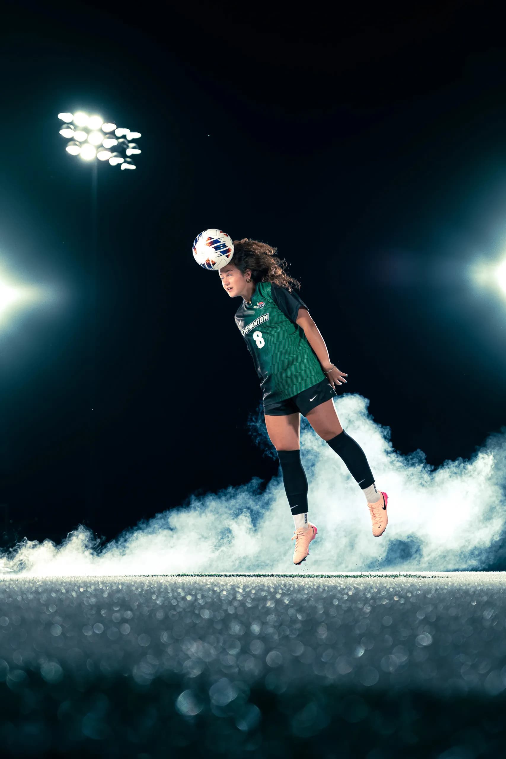 Binghamton University women's soccer media day portrait in Binghamton, New York