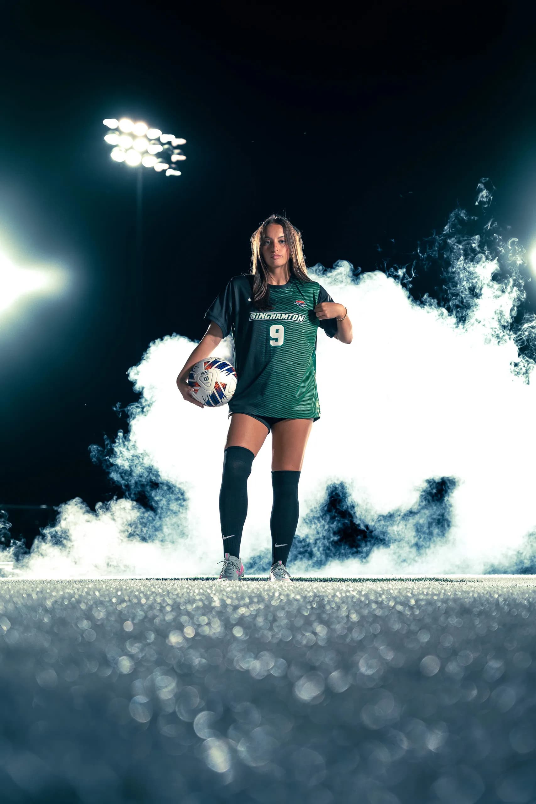 Photo from the Binghamton University women's soccer media day in Binghamton, New York