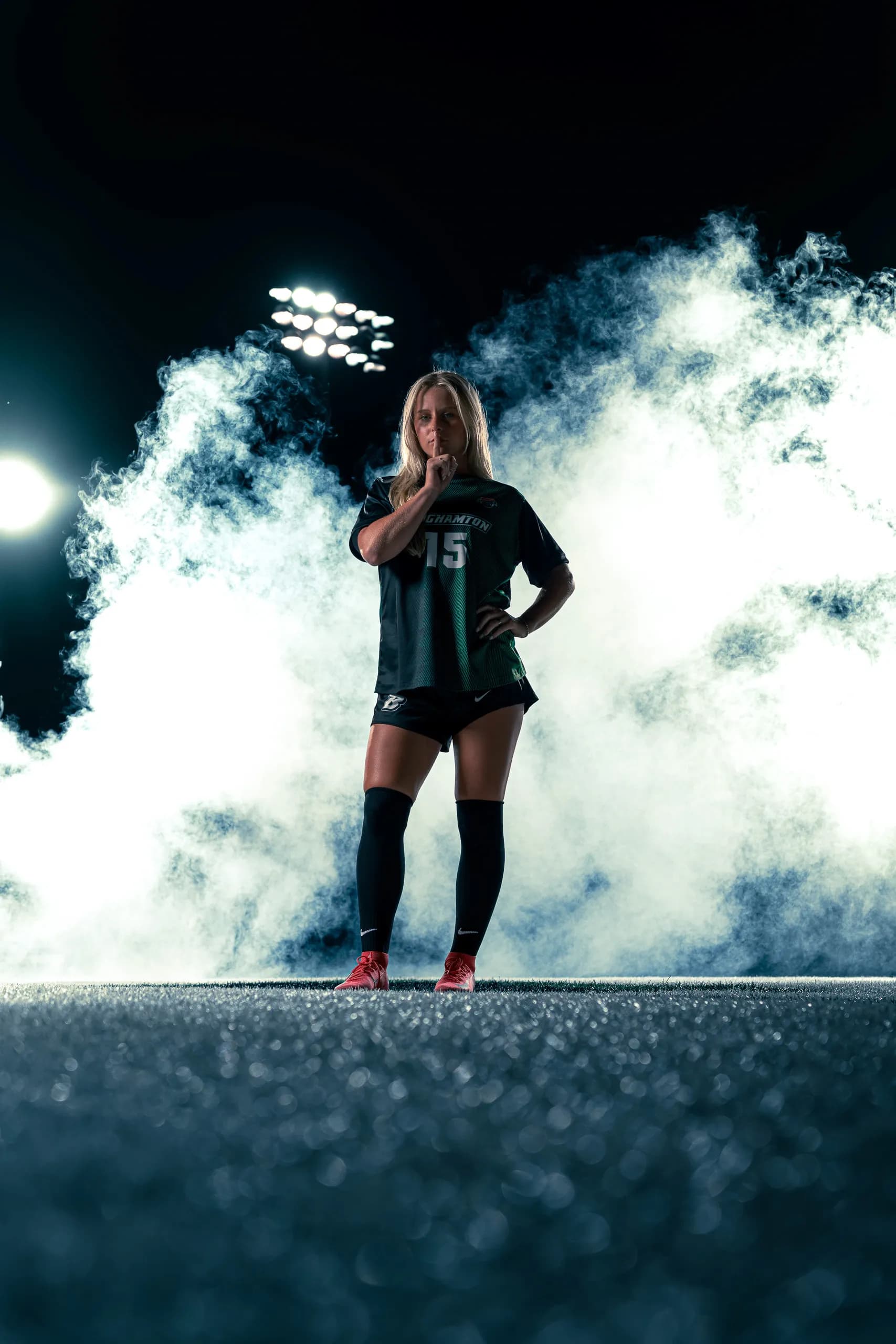 Media day portrait from the Binghamton University women's soccer session in Binghamton, New York