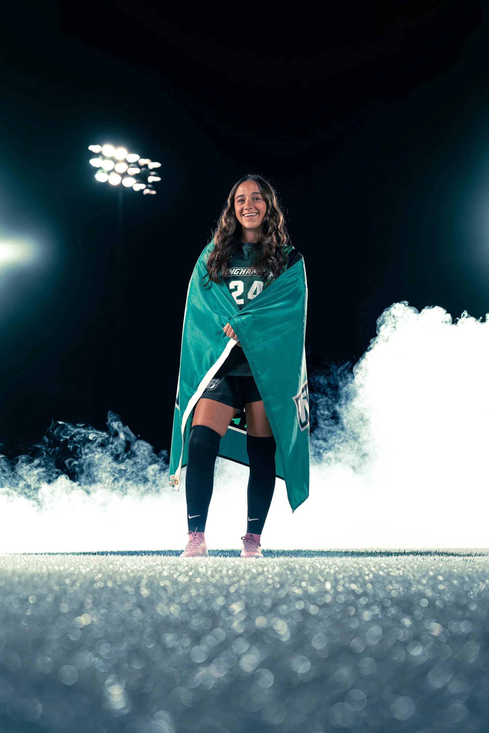 Photo from the Binghamton University women's soccer media day in Binghamton, New York