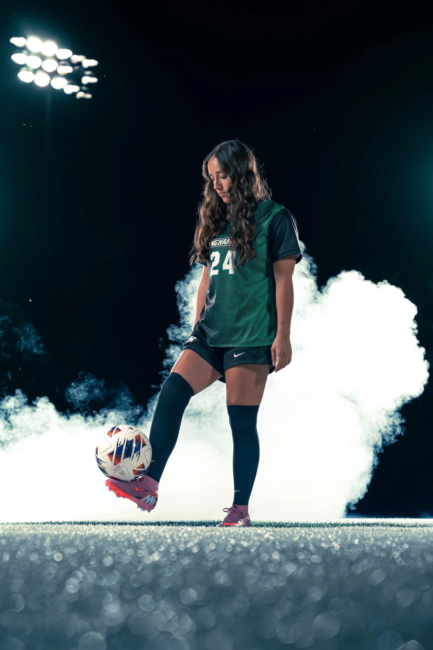 Media day portrait from the Binghamton University women's soccer session in Binghamton, New York