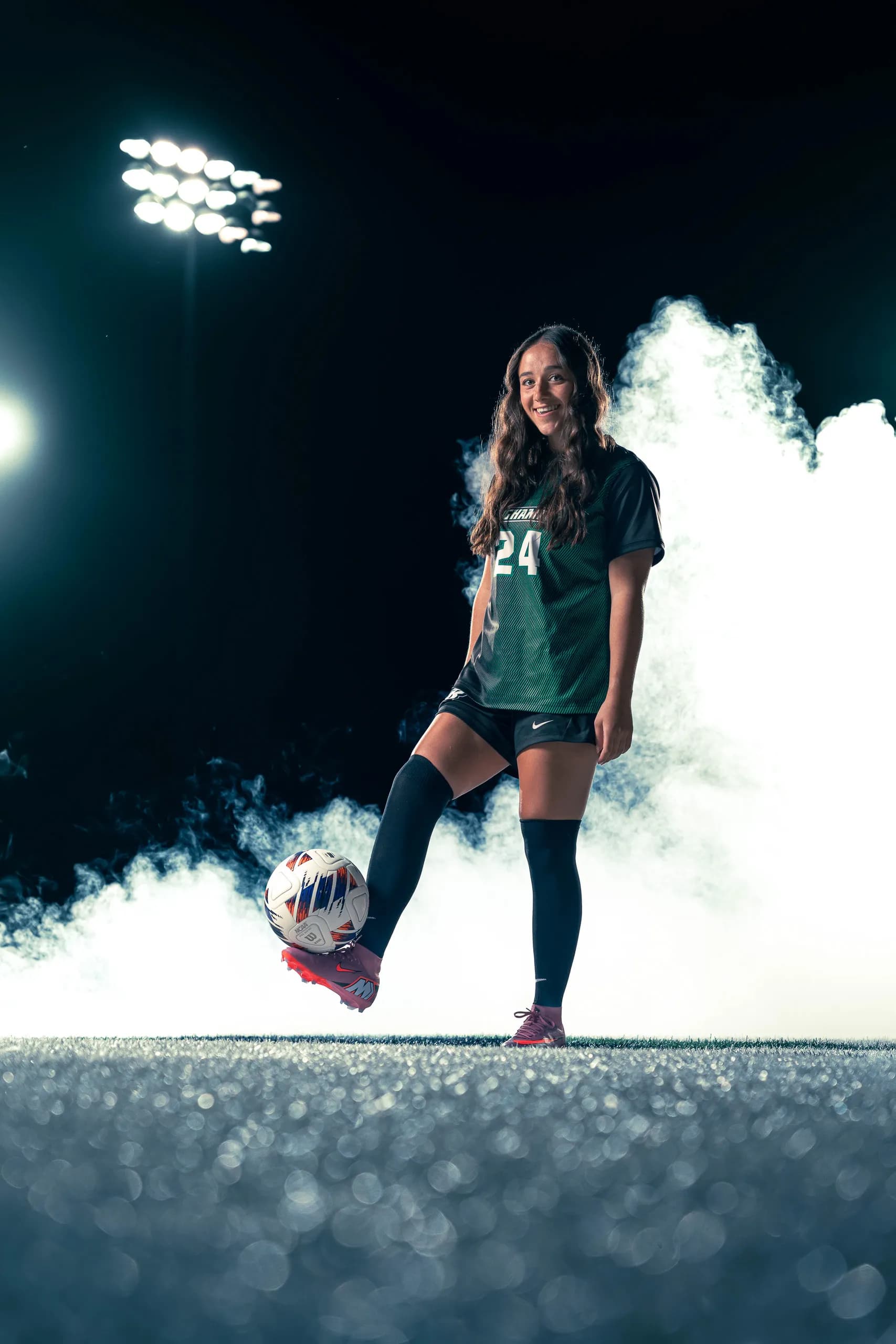 Binghamton University women's soccer media day portrait in Binghamton, New York