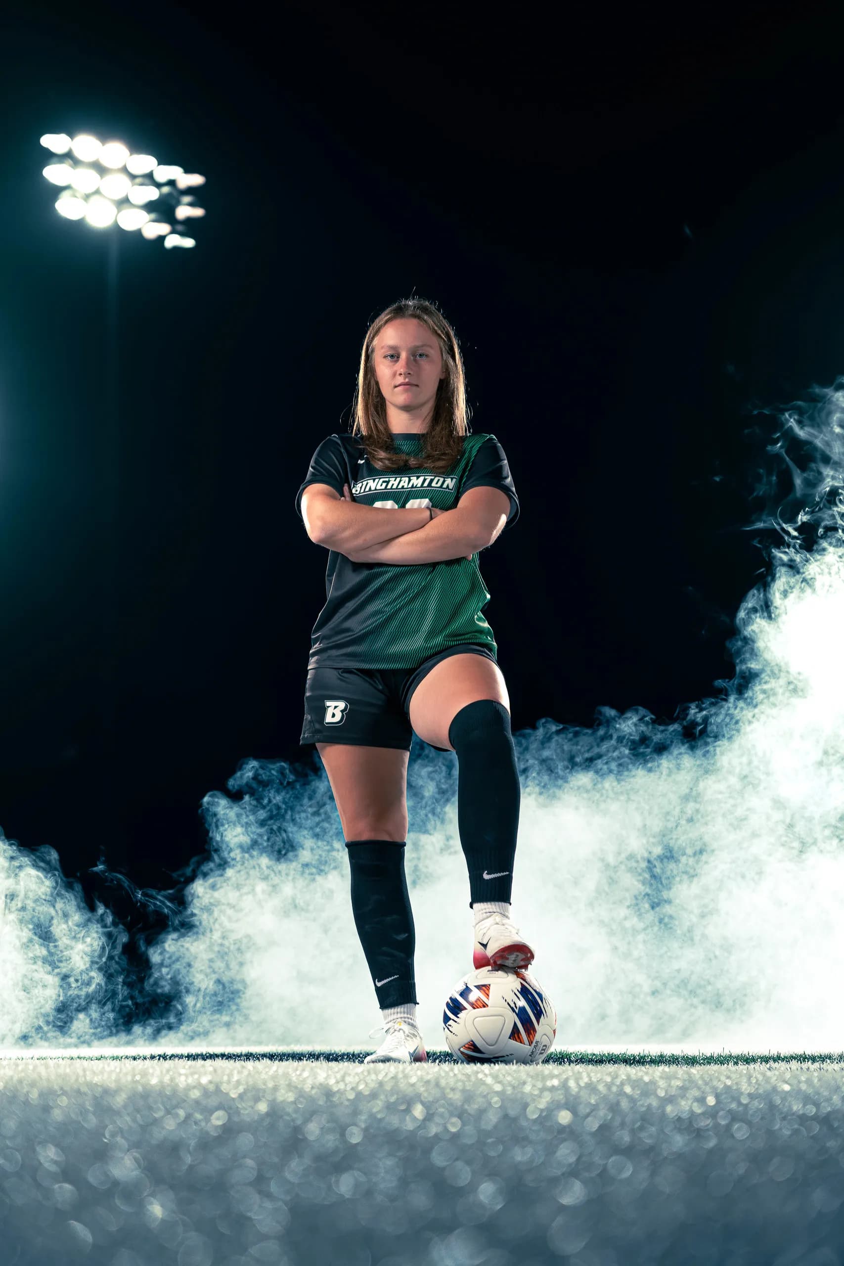 Photo from the Binghamton University women's soccer media day in Binghamton, New York