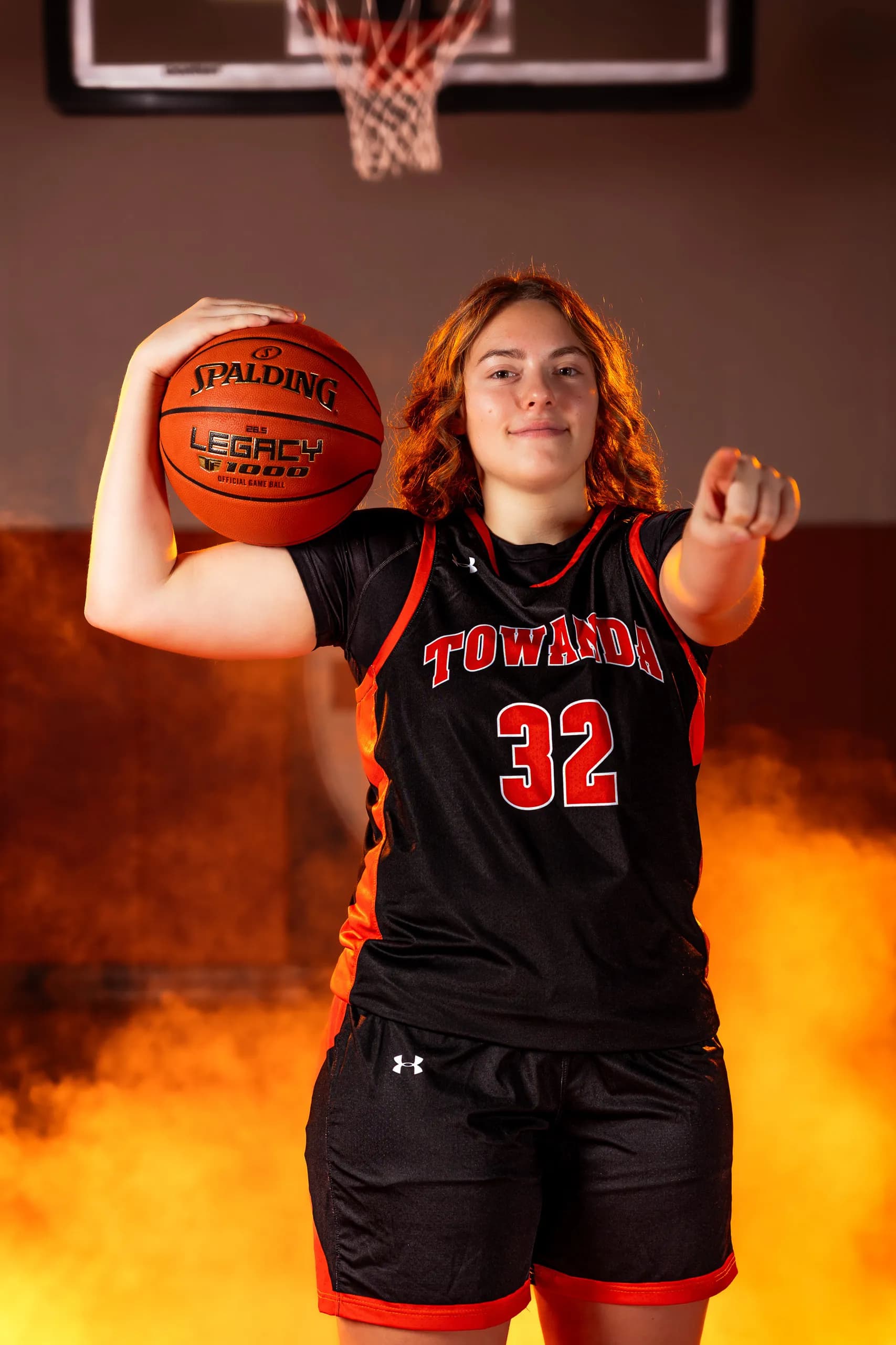 Towanda girls basketball media day portrait with the orange-gel look, Towanda PA