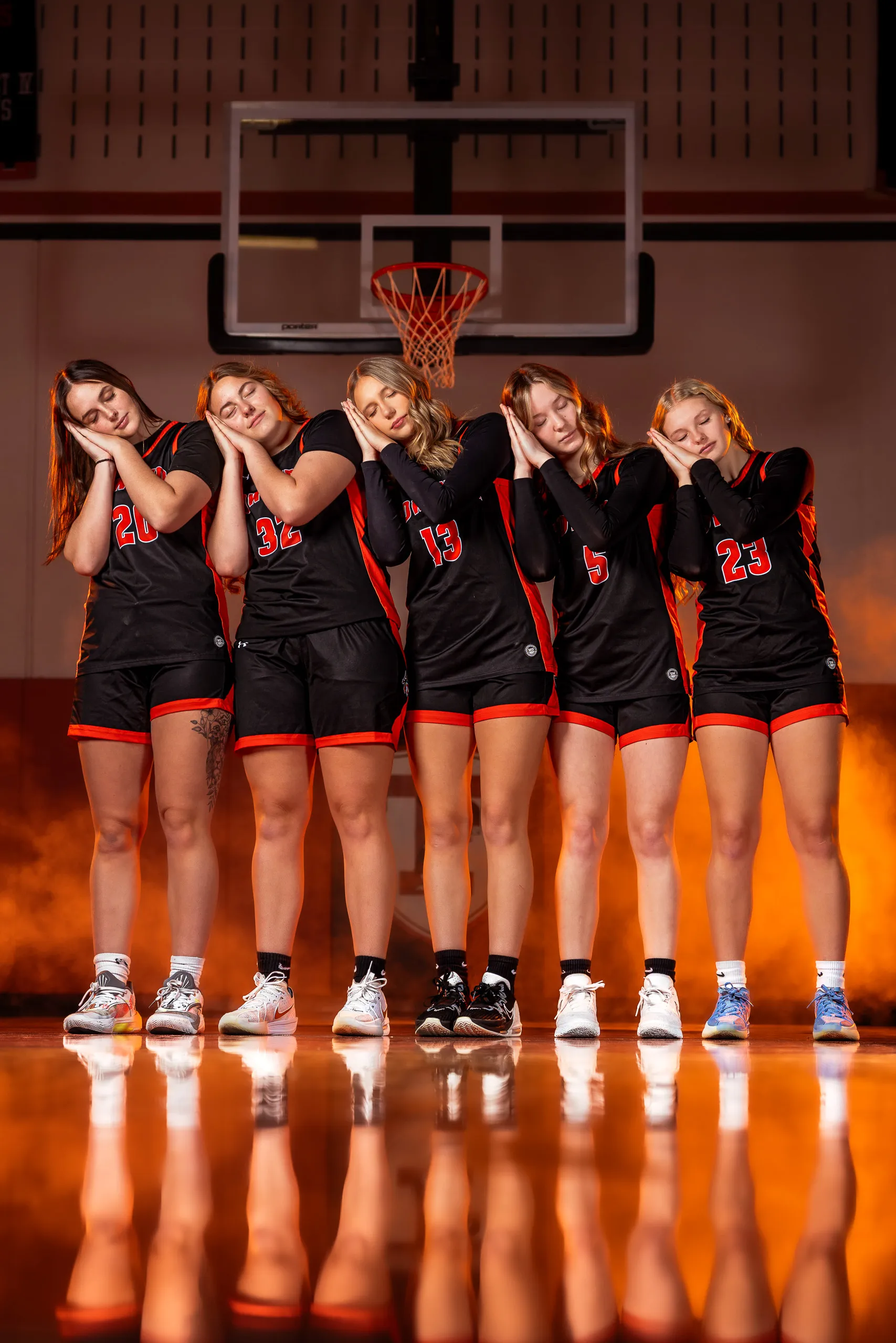 Towanda girls basketball media day portrait with the orange-gel look, Towanda PA