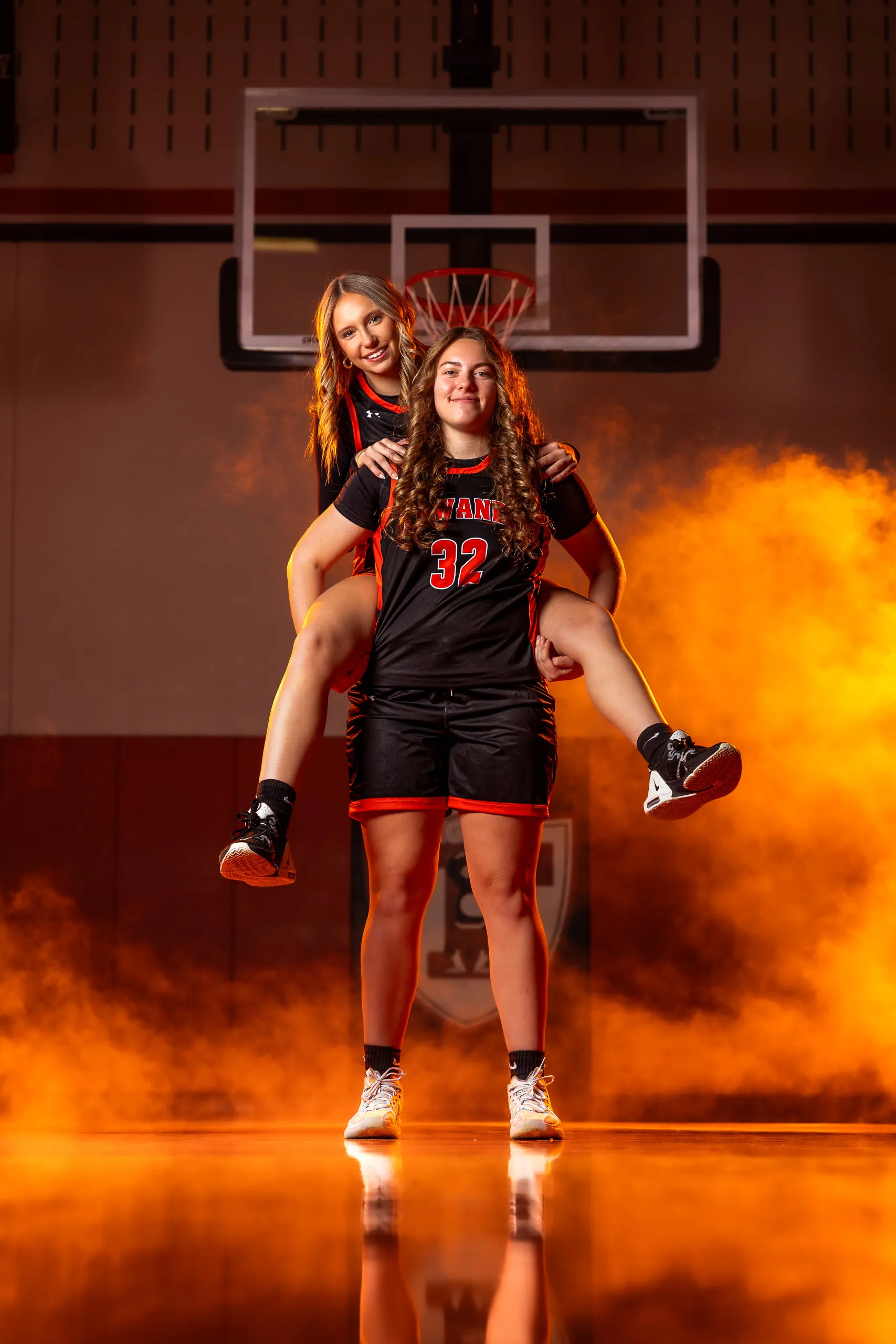 Towanda girls basketball media day portrait with the orange-gel look, Towanda PA