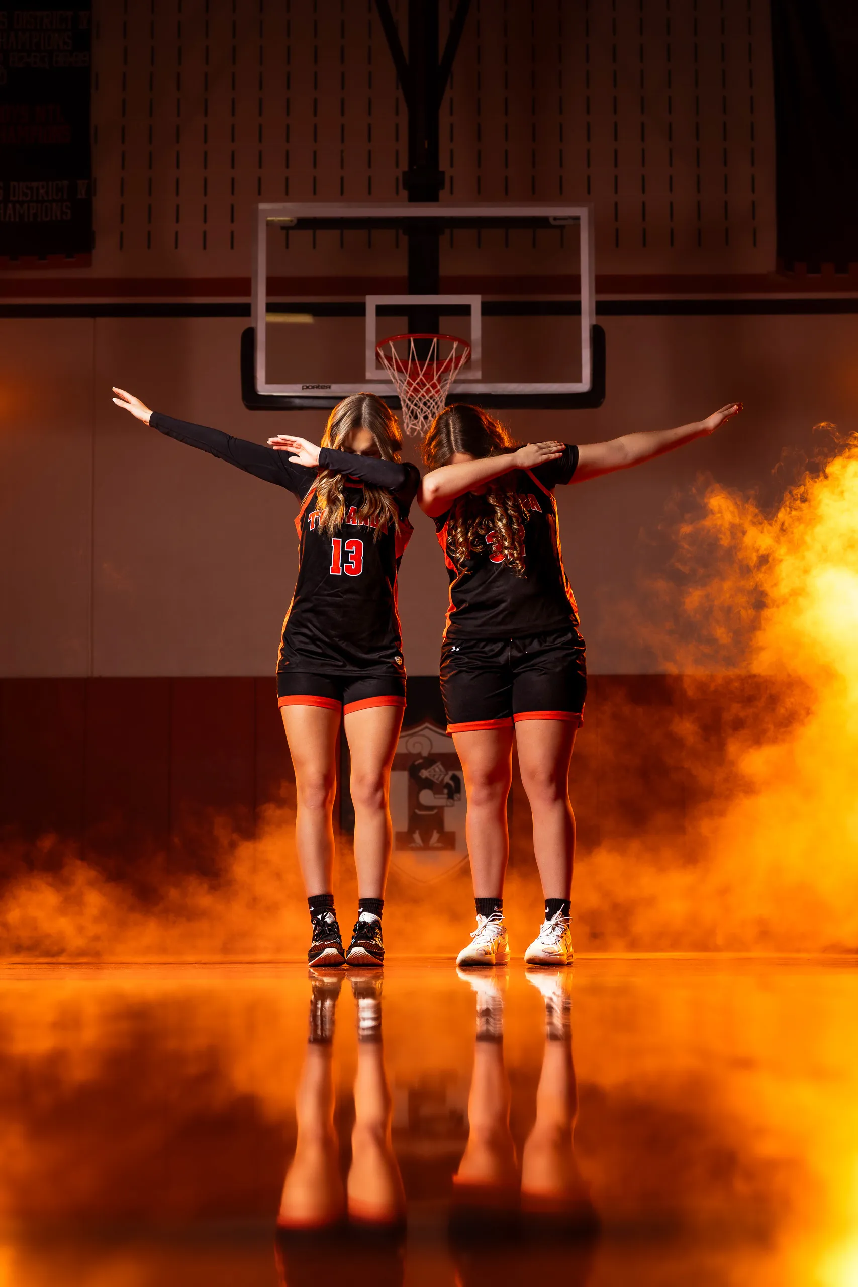 Towanda girls basketball media day portrait with the orange-gel look, Towanda PA