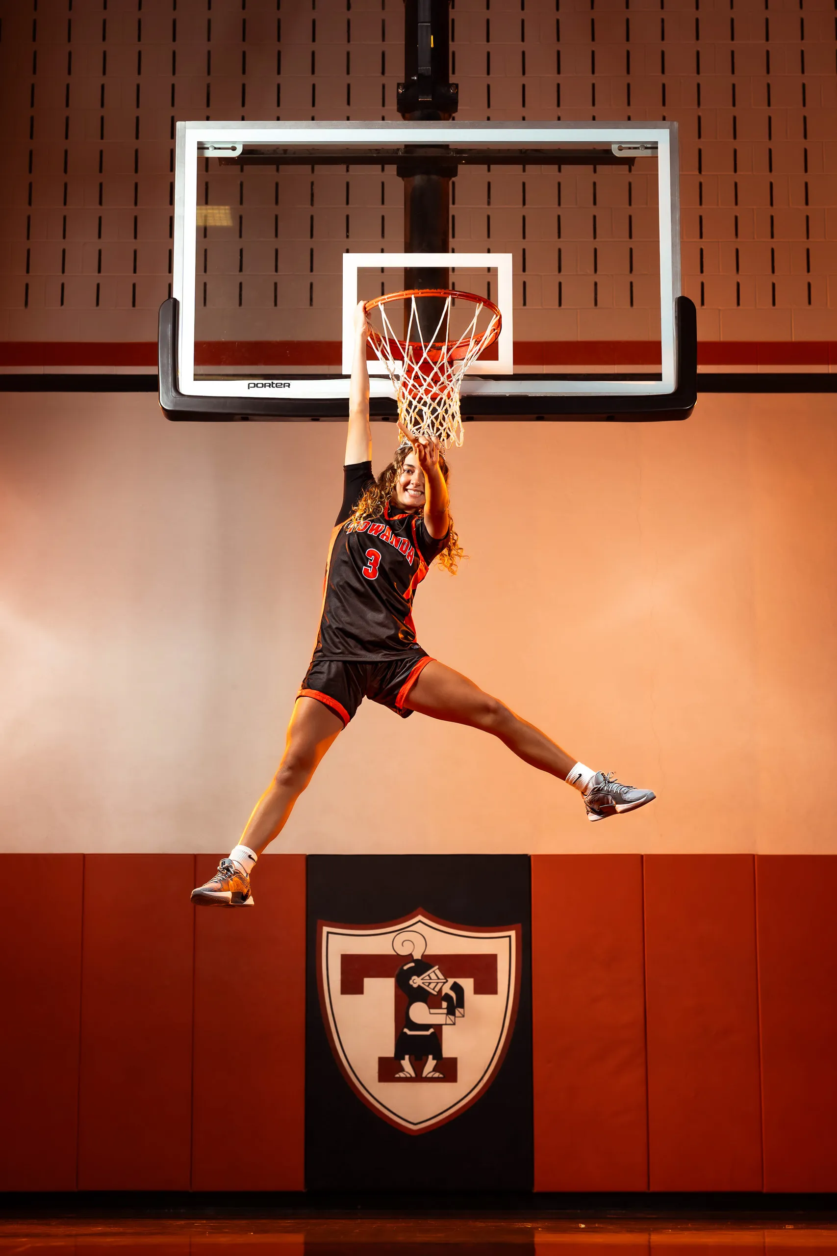 Towanda girls basketball media day portrait with the orange-gel look, Towanda PA