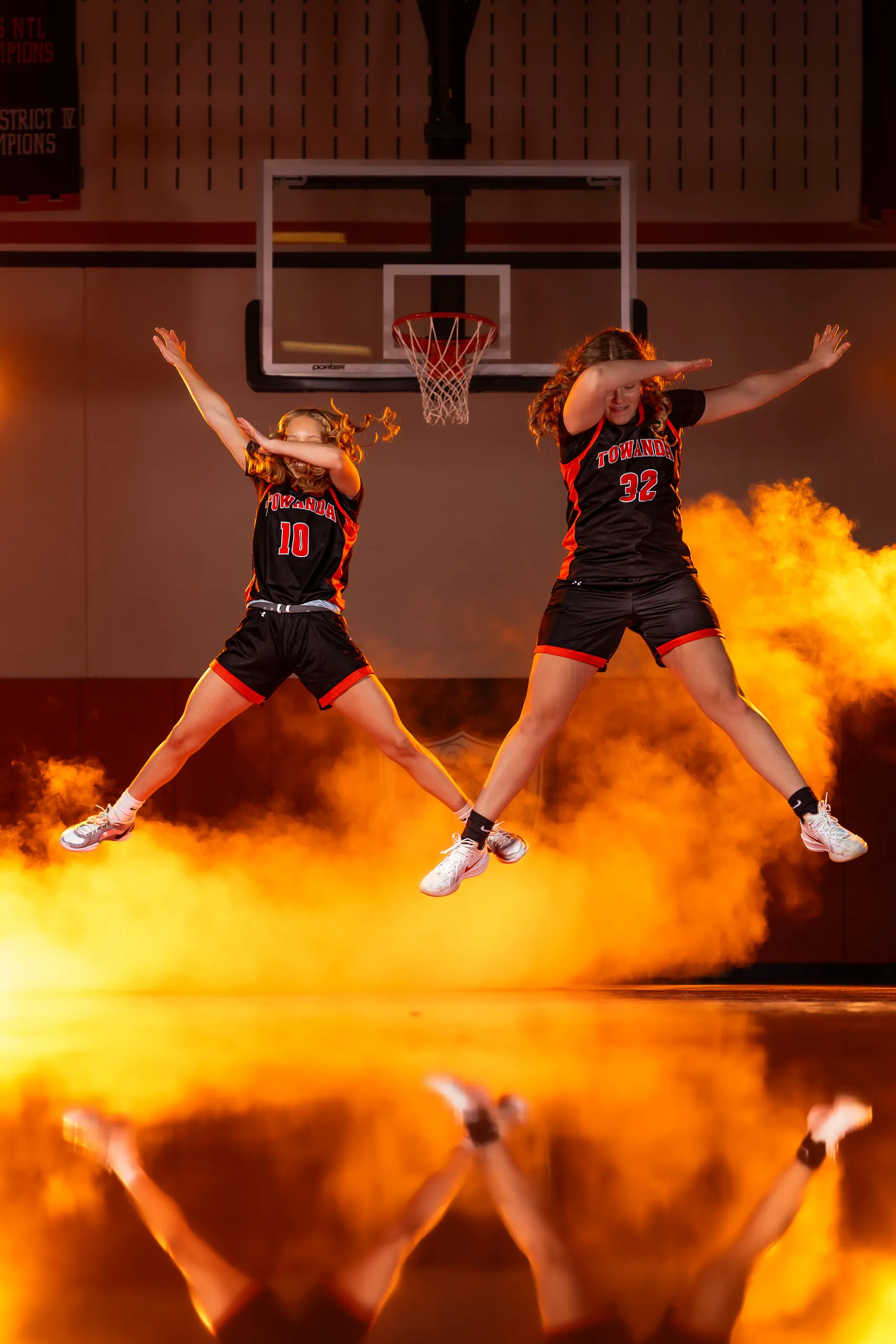 Towanda girls basketball media day portrait with the orange-gel look, Towanda PA