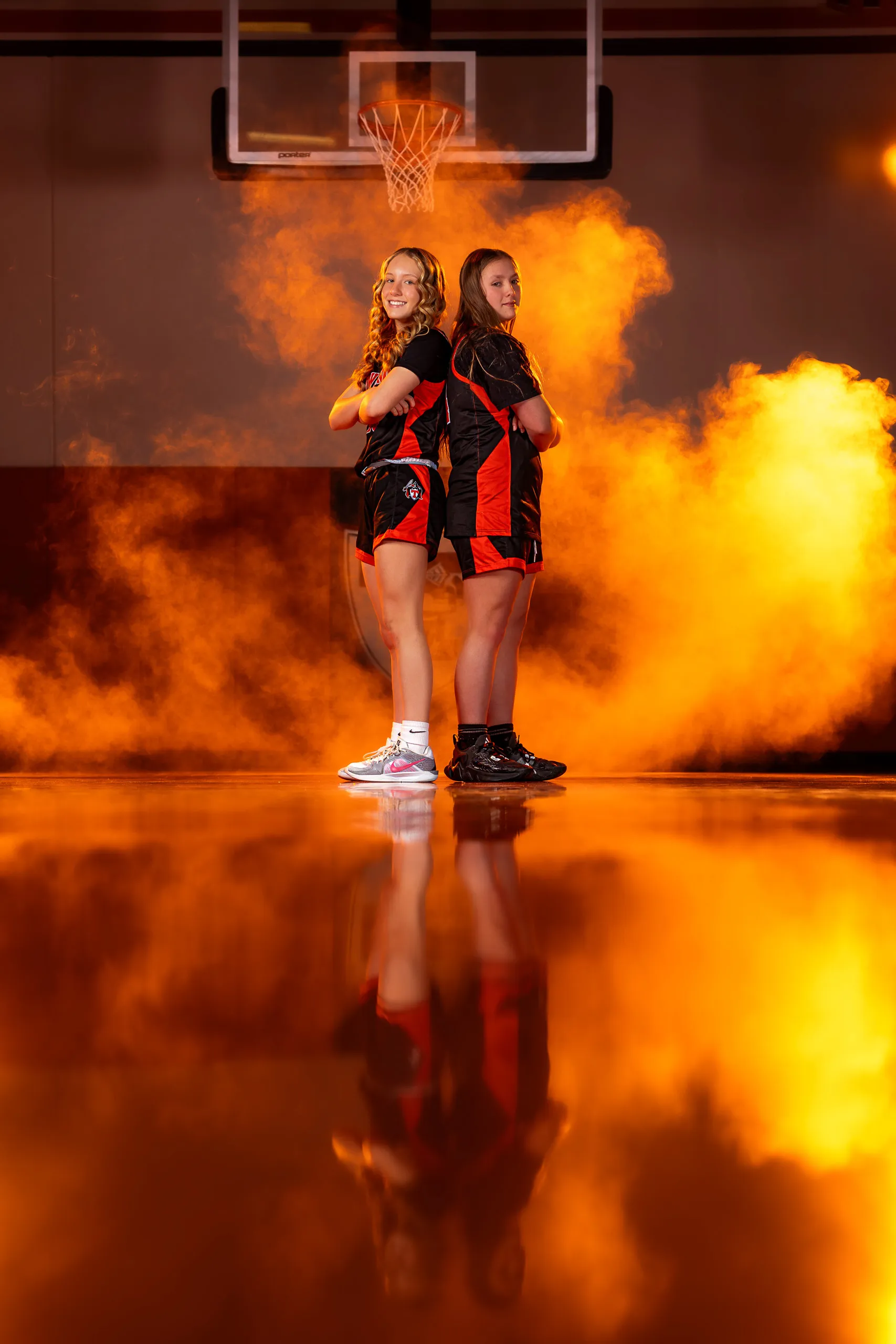 Towanda girls basketball media day portrait with the orange-gel look, Towanda PA