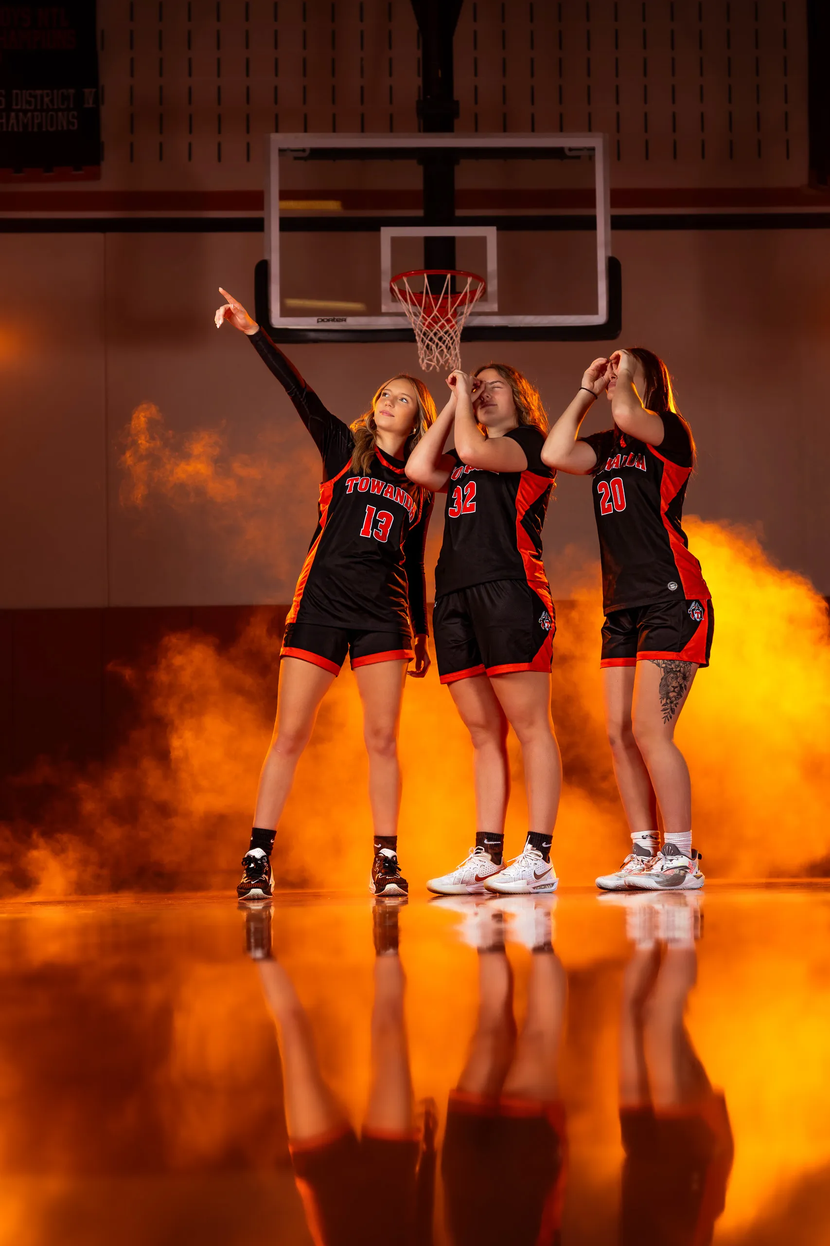Towanda girls basketball media day portrait with the orange-gel look, Towanda PA