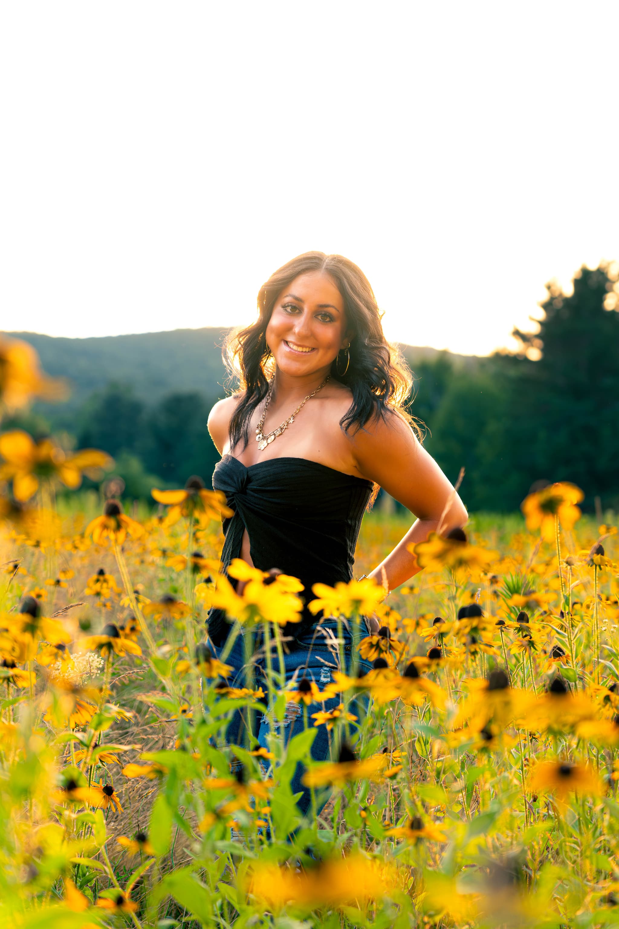 Mackenzie C. senior portrait in the wildflowers, Ives Run PA