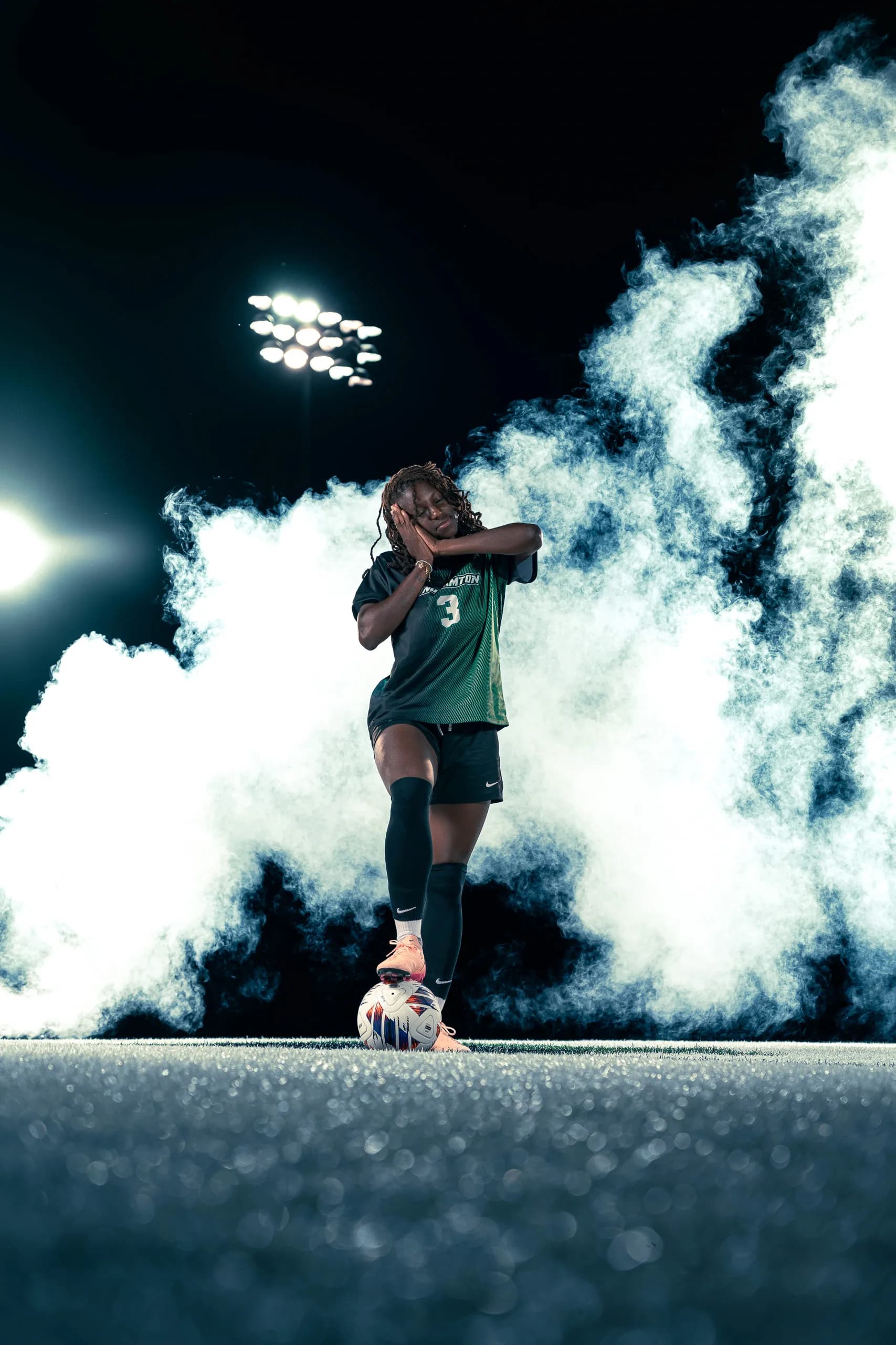 Binghamton University women's soccer media day portrait in Binghamton, New York