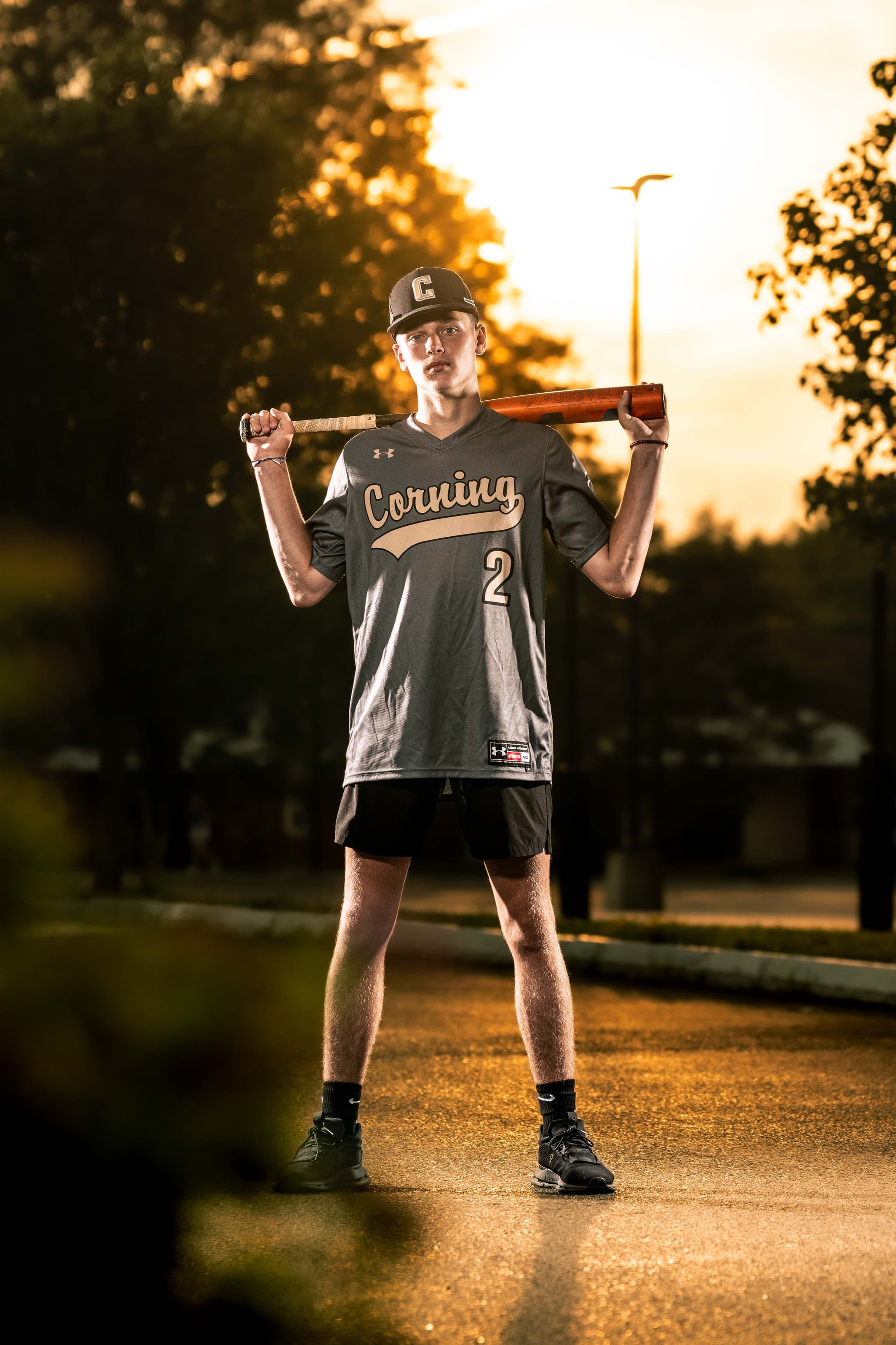 Portrait of Dom W. from his senior and baseball session in Corning, New York